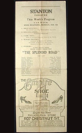 Item #001321 Stanton Theatre: This Week's Program Feb. 8, 1926 [Lionel Barrymore in The Splendid...