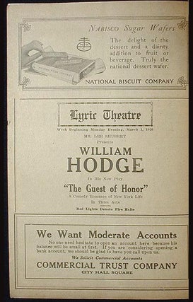 The Guest of Honor Playbill 1920 Philadelphia Lyric Theatre [starring William Hodge]