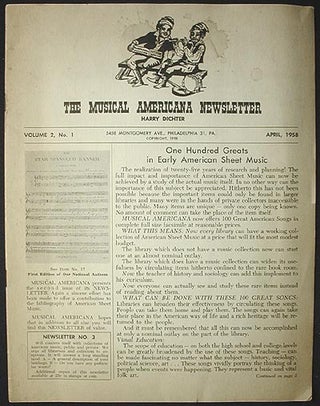 Item #001812 The Musical Americana Newsletter Vol. 2, no. 1 (April 1958). Harry Dichter