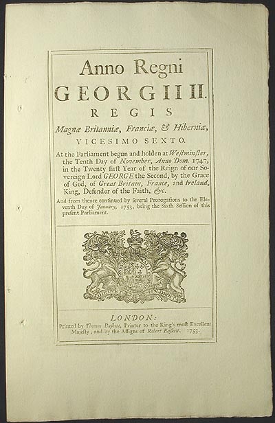 Item #001985 An Act for Reducing the Number of Directors of the Corporation of the Governor and Company of Merchants of Great Britain Trading to the South Seas, and other Parts of America; and for Encouraging the Fishery