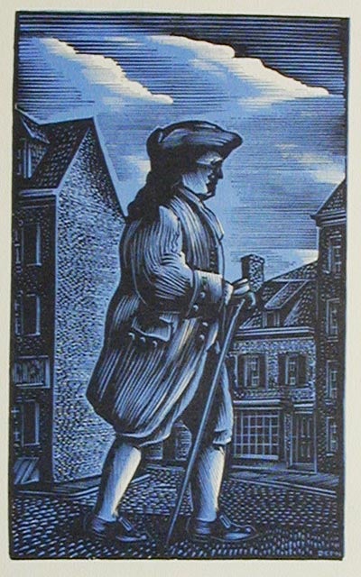 Item #002288 Benjamin Franklin: A Wood Engraving by John DePol with the Compliments of New York Club of Printing House Craftsmen on the occasion of the 1982 Printing Week Dinner. John DePol.