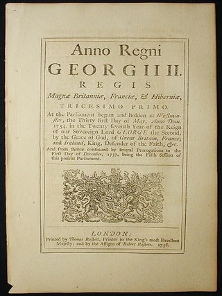 Item #002297 An Act for continuing certain Laws therein mentioned relating to British Sail Cloth,...