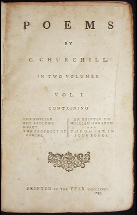 Poems by C. Churchill [provenance: Paul Sleman Clark]