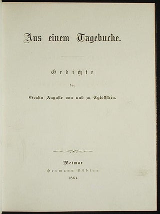 Aus einem Tagebuche: Gedichte