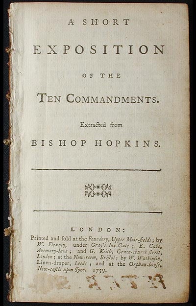 Item #002470 A Short Exposition of the Ten Commandments extracted from Bishop Hopkins. Ezekiel Hopkins.