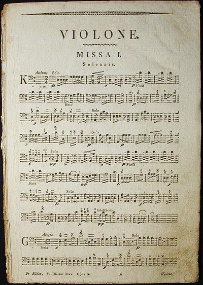 Item #002728 Sex Missae Breviores et Faciliores pro Choris Ruralibus; Opus X [violone part]. Franz Bühler.