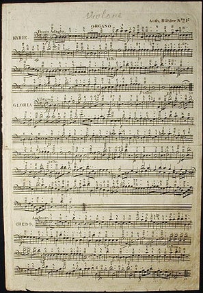 Item #002730 [Missa opus 1] Nr. 1 [organ bass or violone part]. Franz Bühler