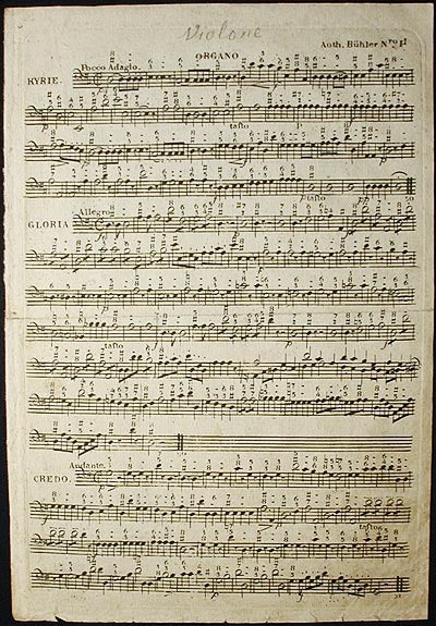 Item #002730 [Missa opus 1] Nr. 1 [organ bass or violone part]. Franz Bühler.