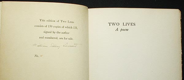 Item #002825 Two Lives: a Poem. William Ellery Leonard.