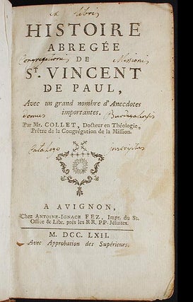 Histoire Abregée de St. Vincent de Paul, avec un Grand Nombre d'Anecdotes Importantes