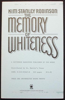 Item #002963 The Memory of Whiteness: A Scientific Romance [Uncorrected Bound Proofs]. Kim...
