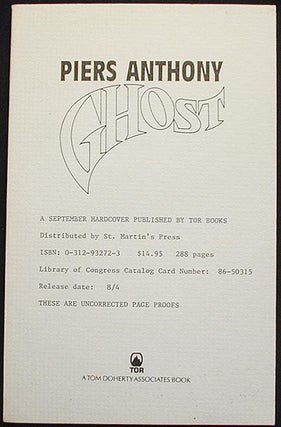 Item #002969 Ghost [Uncorrected Page Proofs]. Piers Anthony