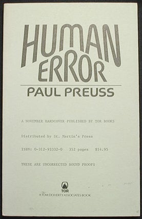 Item #002979 Human Error [Uncorrected Bound Proofs]. Paul Preuss
