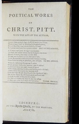The Poetical Works of Christ. Pitt; With the Life of the Author
