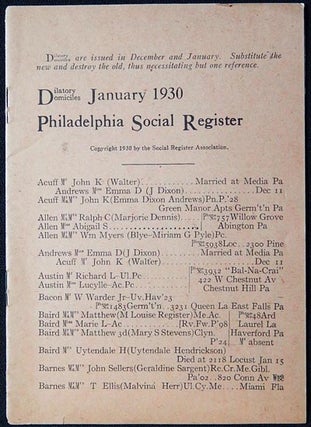 Item #003212 Philadelphia Social Register: Dilatory Domiciles January 1930
