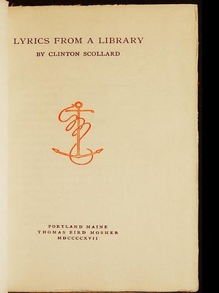 Item #003425 Lyrics From a Library. Clinton Scollard