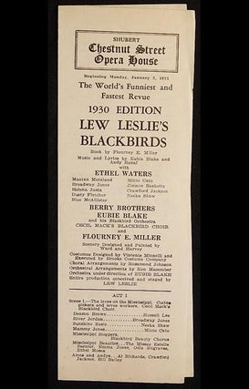 Item #003466 Lew Leslie's Blackbirds: 1930 Edition [Shubert Chestnut Street Opera House playbill...