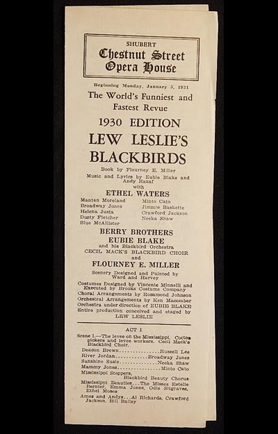 Item #003466 Lew Leslie's Blackbirds: 1930 Edition [Shubert Chestnut Street Opera House playbill 1931] with Ethel Waters. Eubie Blake, Andy Razaf.
