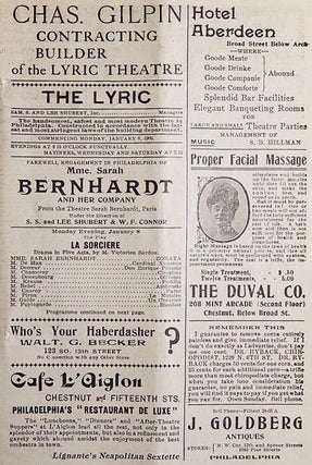 Farewell Engagement in Philadelphia of Mme. Sarah Bernhardt [Lyric Theatre program, Jan. 1906]