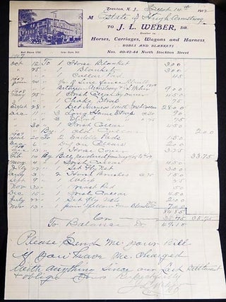 Item #003489 Account Settlement between Estate of Hugh Armstrong, box maker, and J.L. Weber,...