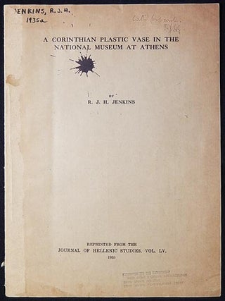 Item #003493 A Corinthian Plastic Vase in the National Museum at Athens. R. J H. Jenkins