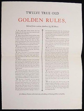 Christmas Greetings from Byra & Bill Wreden: Twelve True Old Golden Rules, Selected from various Authors, by J.R. Howe