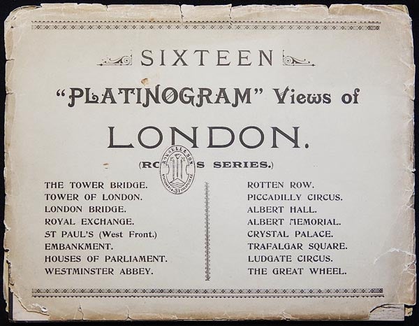 Item #003892 Sixteen "Platinogram" Views of London (Robey's Series). Thomas F. Robey.