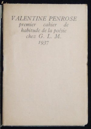 Item #003897 Poèmes: Premier Cahier de Habitude de la Poésie. Valentine Penrose
