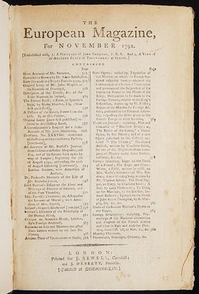 Item #003964 The European Magazine, and London Review, for November 1792 [Mutiny on the Bounty;...