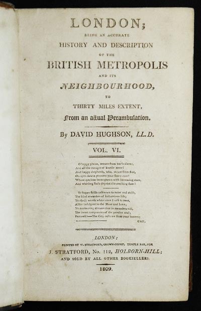 Item #004066 London; Being an Accurate History and Description of the British Metropolis and Its Neighbourhood, to Thirty Miles Extent, From an Actual Perambulation vol. 6. David Hughson.