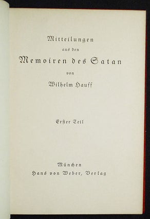 Mitteilungen aus den Memoiren des Satan von Wilhelm Hauff [2 vols]