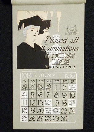 1916 Calendar advertising Autocrat Linen Writing Paper