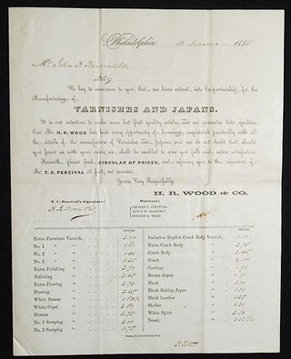 Item #004333 Letter to John F. Heinitsh (Lancaster) announcing formation of H.R. Wood & Co....
