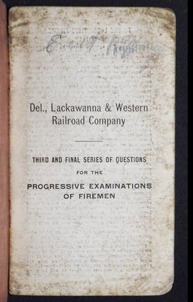 Third and Final Series of Questions for the Progressive Examinations of Firemen