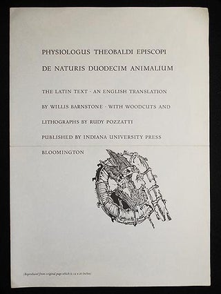 Item #004772 Prospectus for limited edition of Physiologus Theobaldi Episcopi de Naturis Diodecim...