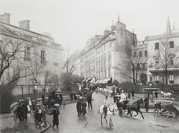 Item #004805 La Place Saint Georges, Paris; by Edmond Georges Grandjean [1 print by Gravure Goupil et Cie]. Edmond Georges Grandjean.