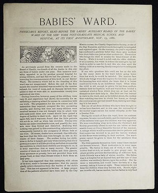 Item #004855 Babies' Ward: Physician's Report, read before the Ladies' Auxiliary Board of the...