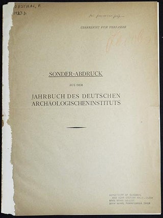 Item #004863 Scheuklappen; Sonder-Abdruck aus dem Jahrbuch des Deutschen Archäologischen...