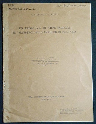 Item #004864 Un Problema di Arte Romana: Il "Maestro delle Imprese di Trajano" Ranuccio Bianchi...