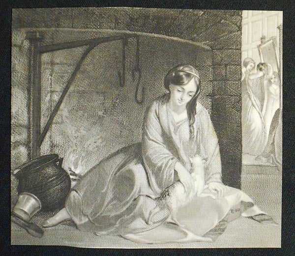Item #004872 1 aguatint? reproduction of Cinderella at the Kitchen Fire by Thomas Sully. Thomas Sully.