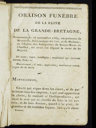 Item #004918 Oraisons Funèbres de Bossuet évèque de Meaux. Jacques Benigne Bossuet