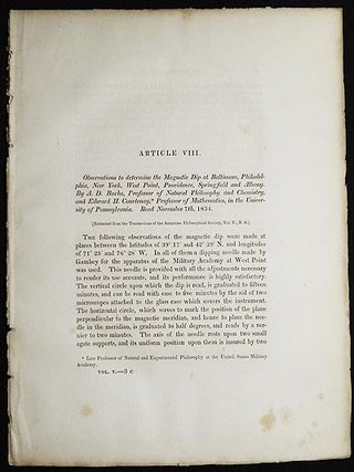 Item #005010 Observations to determine the Magnetic Dip at Baltimore, Philadelphia, New York,...