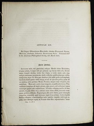 Item #005014 De Lingua Othomitorum Dissertatio; auctore Emmanuele Naxera, Mexicano, Academiae...