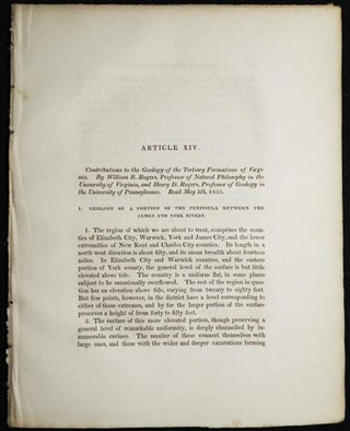 Item #005016 Contributions to the Geology of the Tertiary Formations of Virginia by William B....