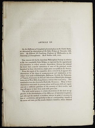 Item #005017 On the Difference of Longitude of several places in the United States, as determined...