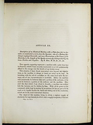 Item #005022 Description of an Electrical Machine, with a Plate four feet in diameter, so...