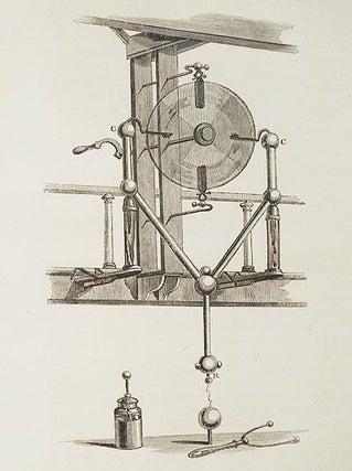 Description of an Electrical Machine, with a Plate four feet in diameter, so constructed as to be above the Operator: also of a Battery Discharger employed therewith: and some Observations on the Causes of the Diversity in the Length of the Sparks erroneously distinguished by the terms Positive and Negative by R. Hare [Transactions of the American Philosophical Society, vol. 5 New Series, Article XX]