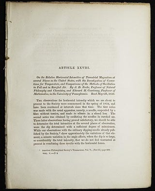 Item #005030 On the Relative Horizontal Intensities of terrestrial Magnetism at several Places in...