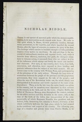 Item #005091 Nicholas Biddle [from The National Portrait Gallery of Distinguished Americans]. R....
