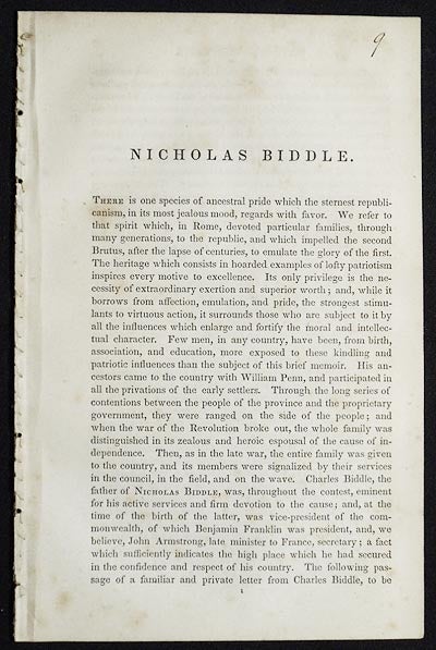 Item #005091 Nicholas Biddle [from The National Portrait Gallery of Distinguished Americans]. R. T. C.